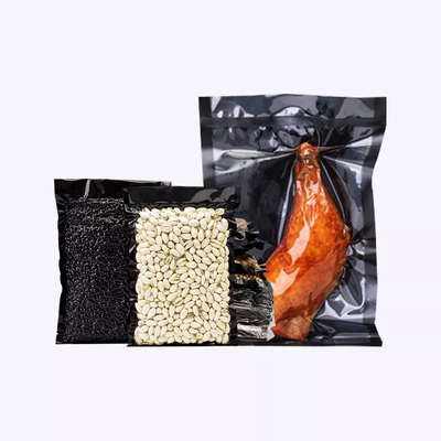 Kustom Clear Black Vacuum 3 Side Seal Bags Makanan Beku Kantong Kemasan Vakum Sachet
