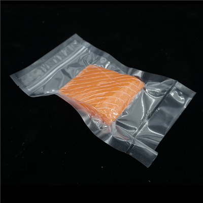 Precut Embossed Transparan Zipper Bag Vacuum Seal Untuk Penyimpanan Vac Makanan