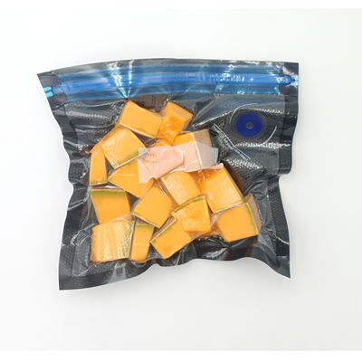 Air Valve Vacuum Seal Kantong Makanan yang Dapat Ditutup Kembali Dapat Digunakan Kembali Timbul Hitam & Bening