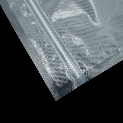 Precut Embossed Transparan Zipper Bag Vacuum Seal Untuk Penyimpanan Vac Makanan