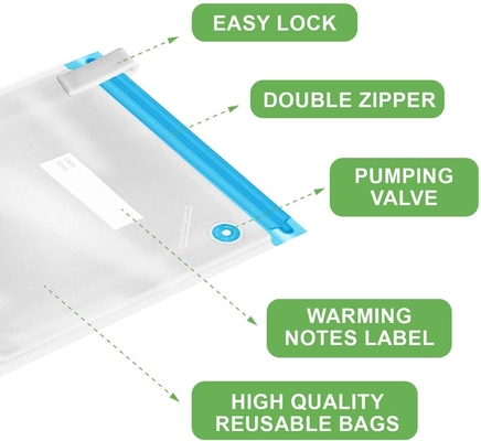 Tas Katup Vakum Reusable Sealed Food Vacuum Sous Vide Bag dengan Ritsleting