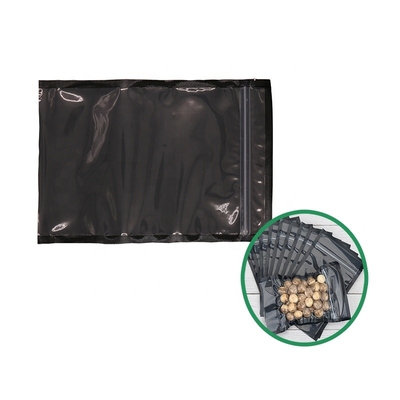 Vacuum Heat Seal Kernels Black Packaging Bag Clear Zipper Meat Pouch OEM