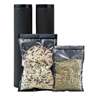 Food Grade Precut Vacuum Pack Rolls Hitam / Clear Ziplock Vacuum Seal Storage Rolls