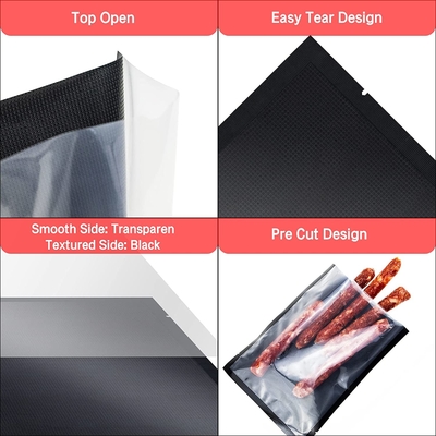 Kustom Cetak Tas Segel Vakum Hitam Kemasan Plastik Food Grade Dapat Didaur Ulang