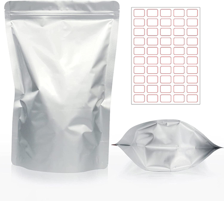 Sliver Heat Sealable Food Storage Mylar Bags Dengan Label Stiker Peredam Oksigen