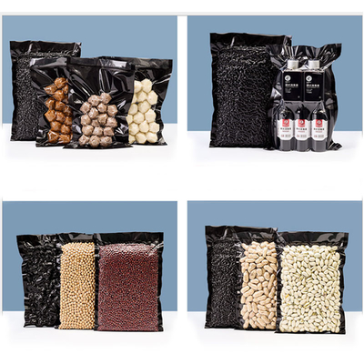 Vacuum Commercial Grade Barrier Black Nylon Pouch Ritsleting Plastik Timbul
